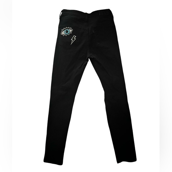 Levi’s 721 High-Rise Skinny Ripped Black Jeans Big E Women Size 27. - Picture 1 of 16